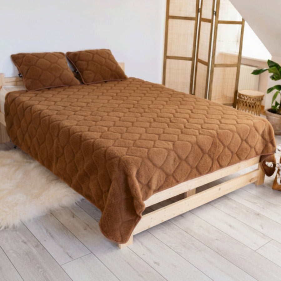 Enaste Camel Wool Blanket, brown