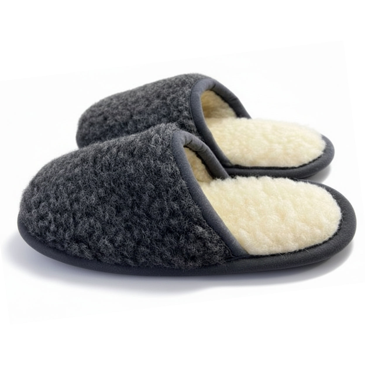Merino Wool Home Slippers, Flip Flops, Grey